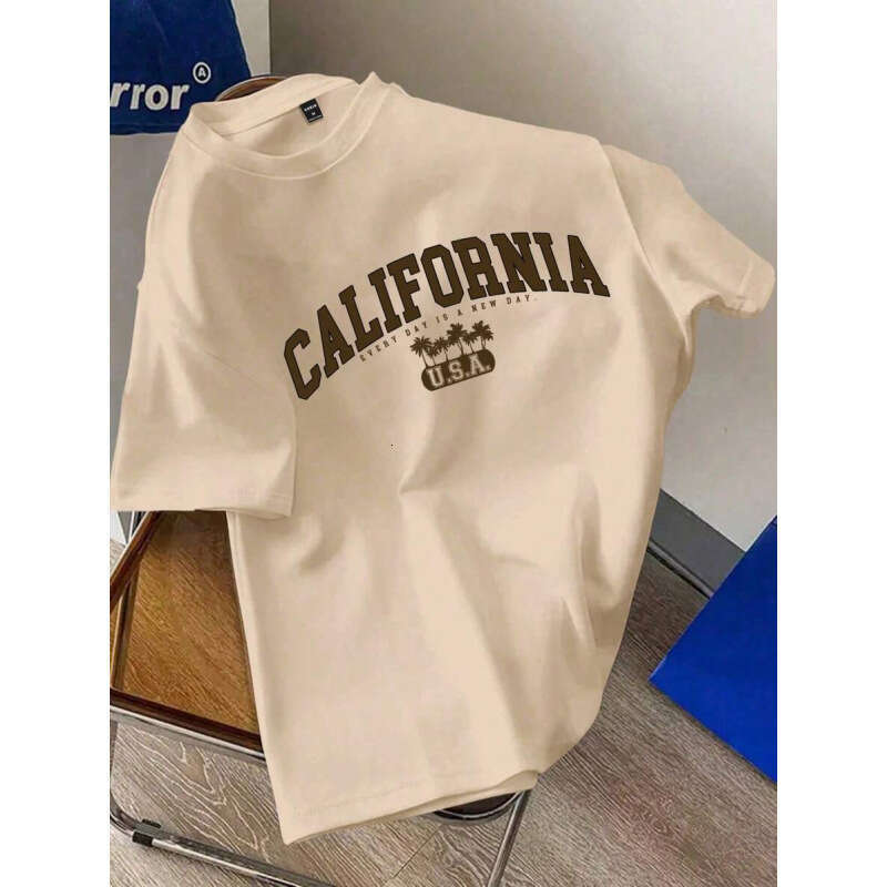 2025 New Printed Short-Sleeve T-Shirt with Unique Letter Pattern, American Street Style Trendy Top for Students and Teenagers, Men's