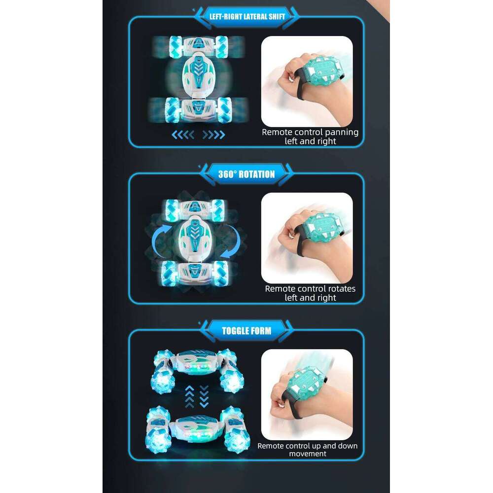 Lights Music Watch Hand Gesture 360 Rotating 2.4G Remote Control Car RC Climbing Twist Stunt Drift Vehicle Toy C260305