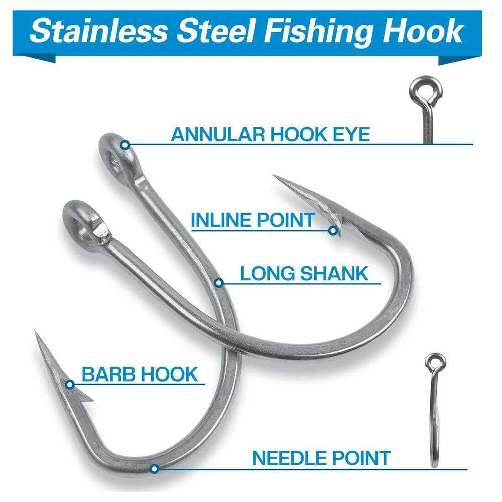 15Pcs Stainless steel Fishing Saltwater Circle Hooks Sharp Barbed Live bait fishhooks Crank Carp fishing hooks Tackle tool S260305