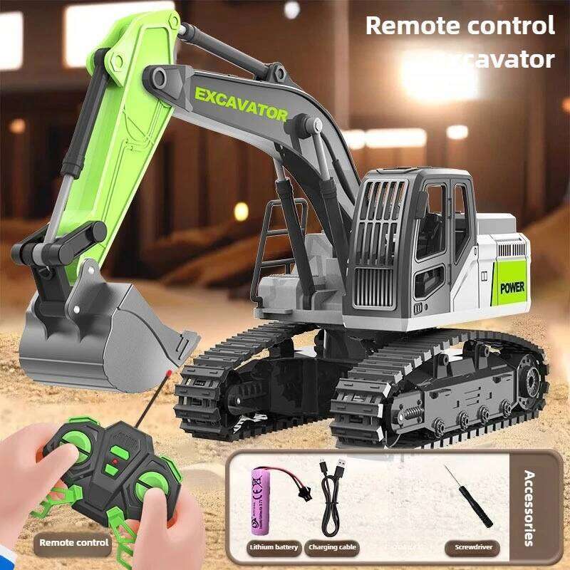 Children Alloy Remote Control Toys Simulation Electric Excavator Engineering Vehicle with Light RC Cars Model for Kids C260305