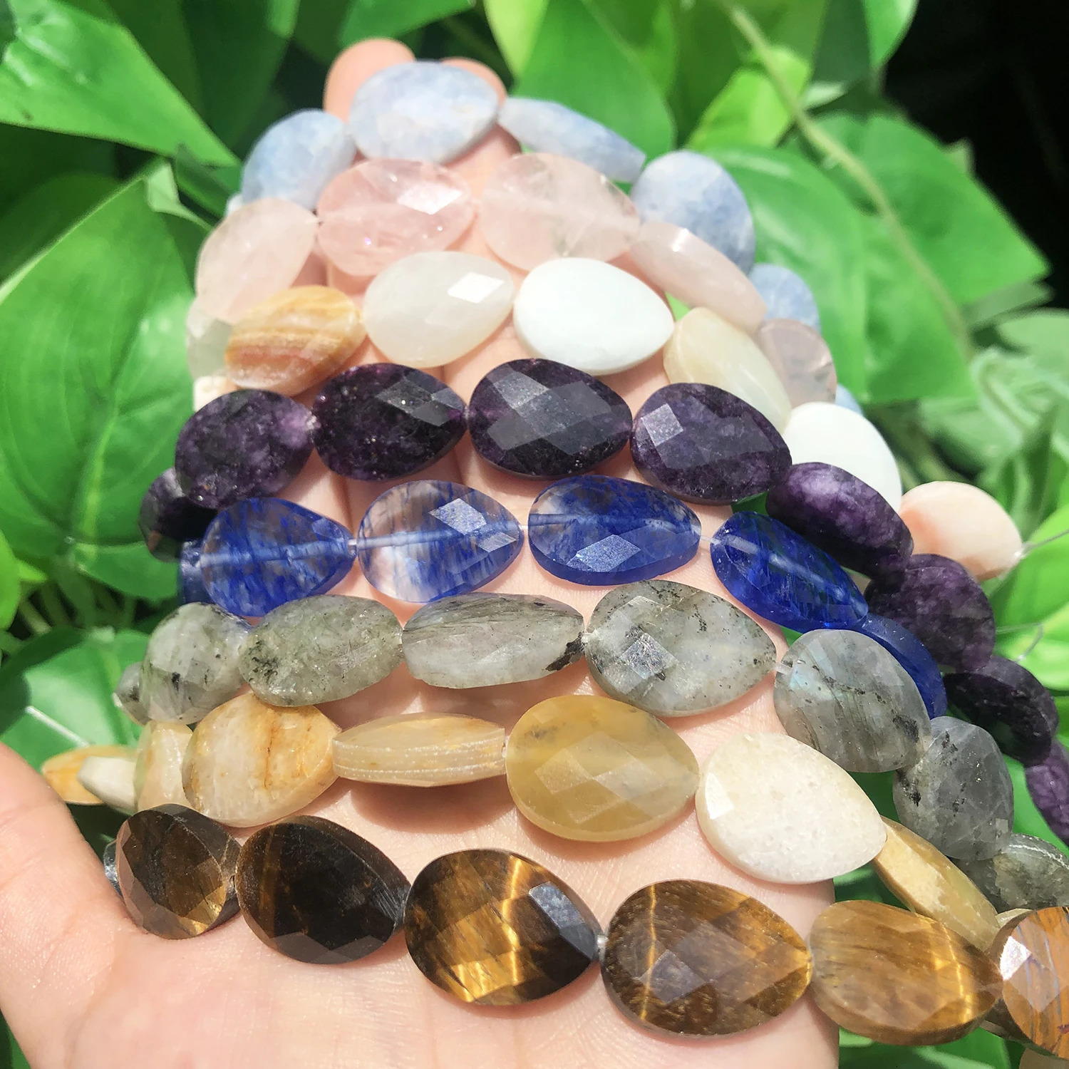 Natural Faceted Amethysts Labradorite Aventurine Tiger Eye Water Drop Shape Stone Beads DIY Charm For Jewelry Making Bracelet 260302
