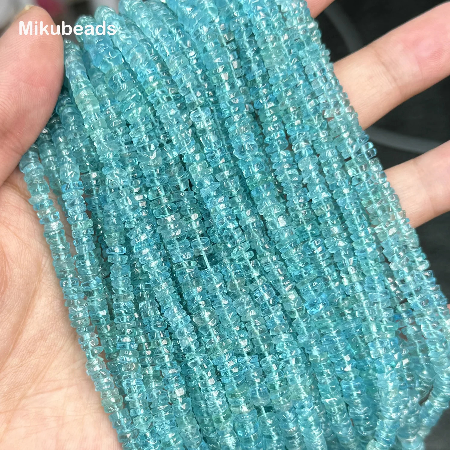 Natural Apatite 13-243-37mm 3A Rondelle Loose Beads For Jewelry Making DIY Bracelets Necklace Wholesale 260302