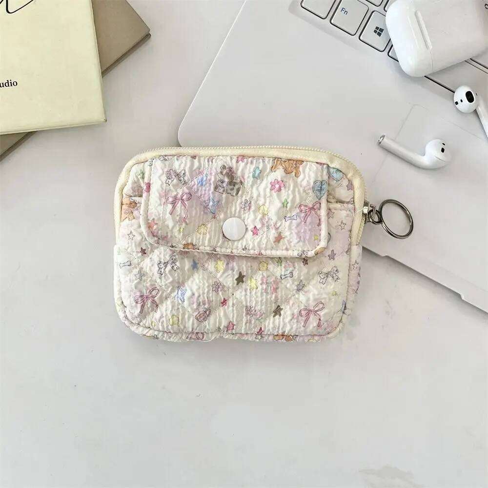 Cartoon Printing Mini Canvas Coin Purse Multifuctional Korean Style Cute Wallet Card Holder Jewelry Packing Bag C260304