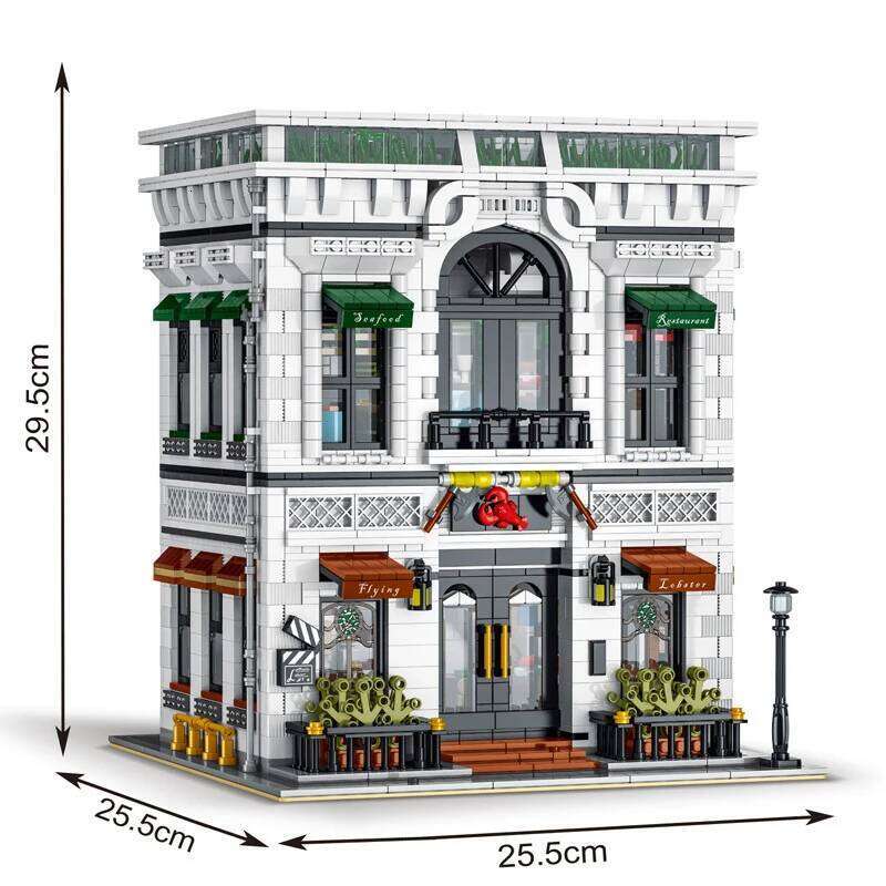 4132PCS City Street View Restaurant Modular Building Blocks MOC Adults Creative Modern Architecture House Model Bricks Kids Gift Z260306