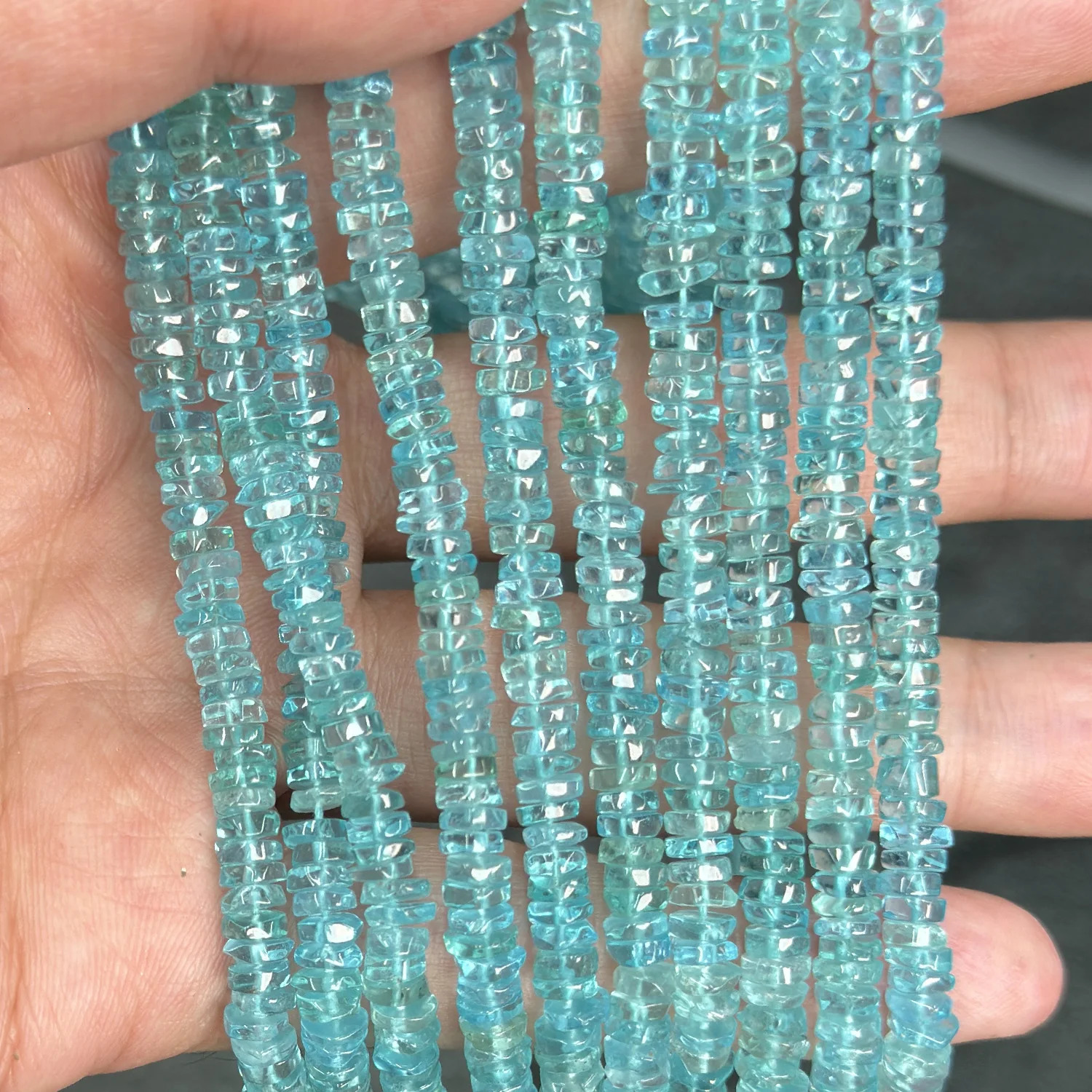 Natural Apatite 13-243-37mm 3A Rondelle Loose Beads For Jewelry Making DIY Bracelets Necklace Wholesale 260302