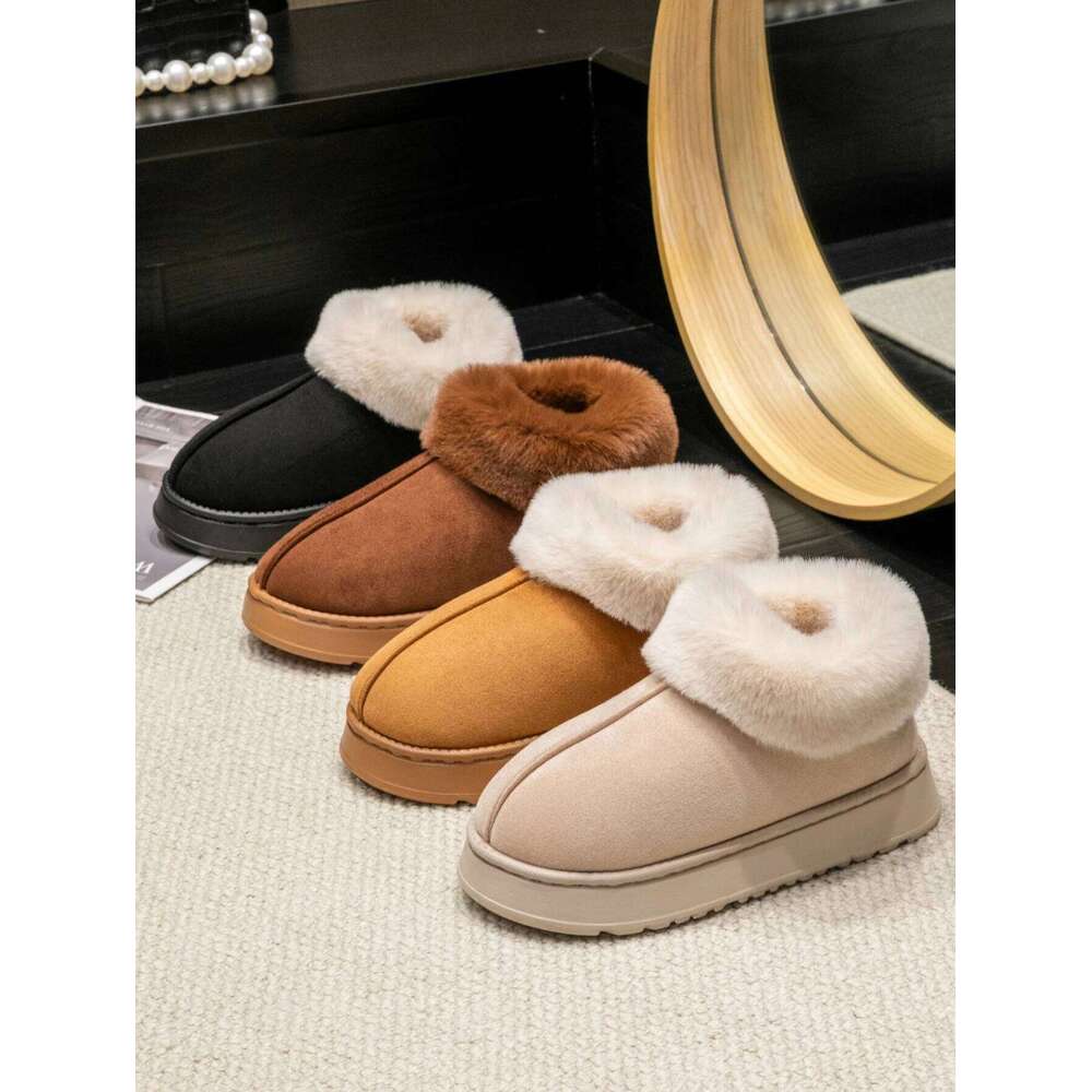 2024 High Quality of Women's Fashion Snow Boots Fluffy Plush Faux Fur Soft Slippers Winter Indoor Comfortable Home men's Shoes