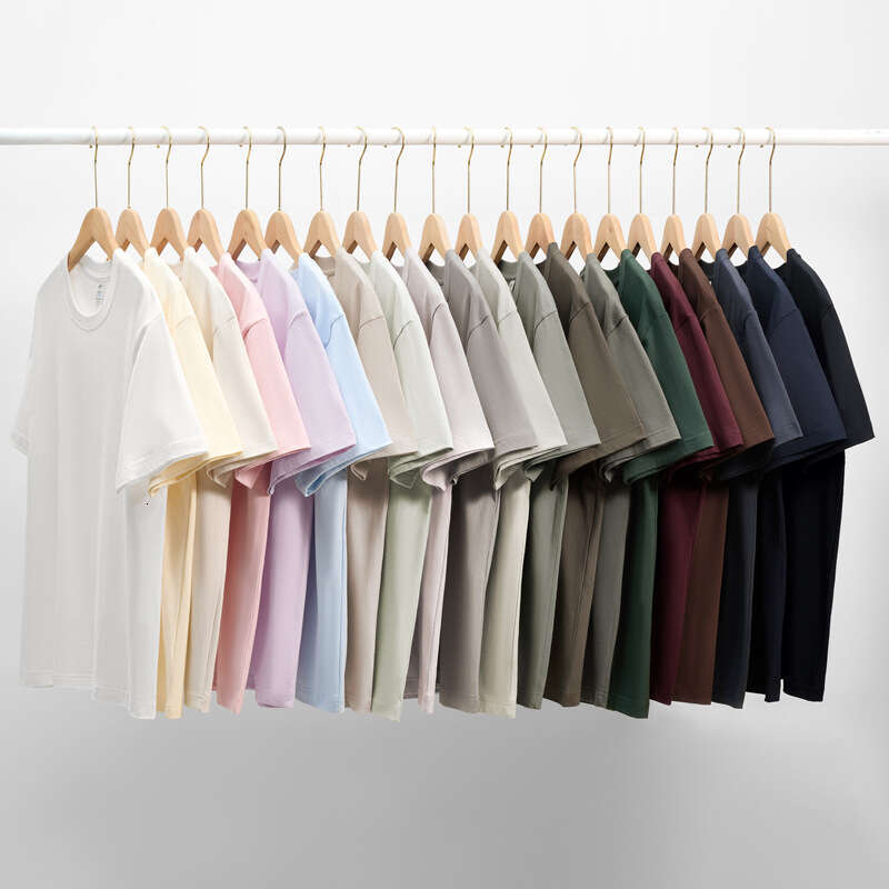 230g Pure Cotton Short Sleeve T-Shirt Solid Color Loose Casual Round Neck Base Shirt Summer Heavyweight Unisex Breathable Tee