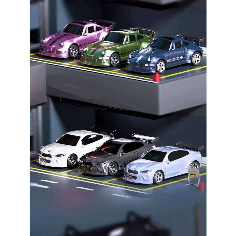 Mini RC 1/64 Scale Alloy 4WD High Speed Drift Car RTR Desktop Pocket Toy Electric Vehicle Gift with Movable Parts In Stock C260305