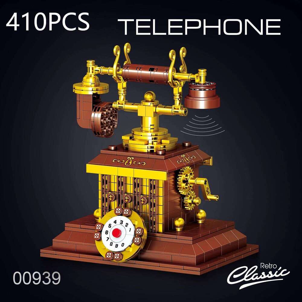 410PCS Retro Telephone Assembled Building Blocks Classic Desktop Decoration Vintage Phone Bricks Toys Children Holiday Gifts Z260305