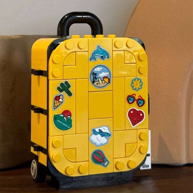 184PCS Creative Yellow Travel Suitcase Building Blocks Assemble Bricks Educational Toy Gift For Children Kids Z260305