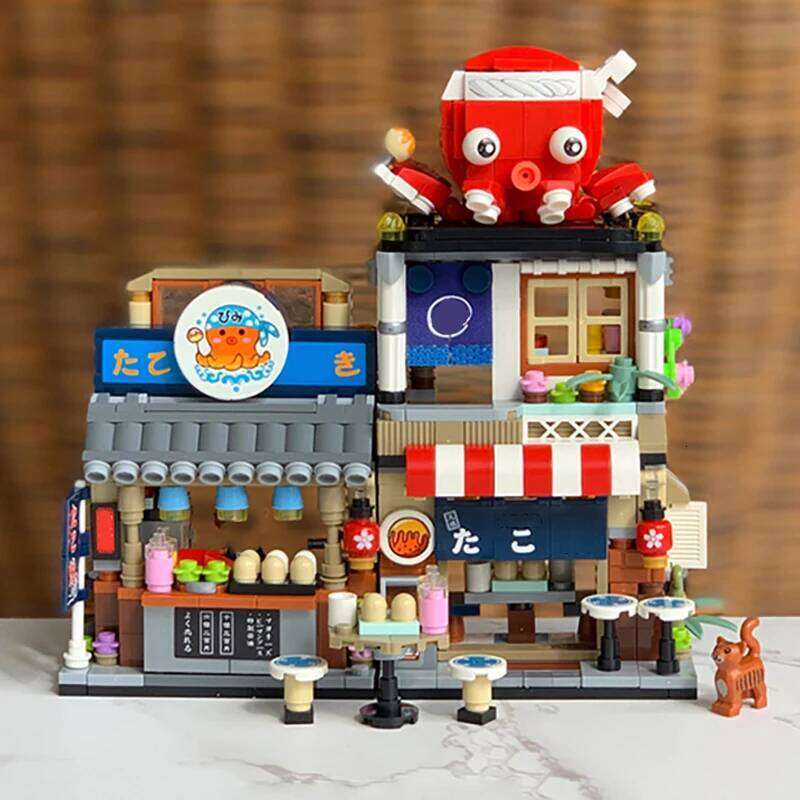 Mini Blocks City Street Takoyaki Restaurant Building Model Assembly Bricks Children's Educational Toys Gifts Z260306