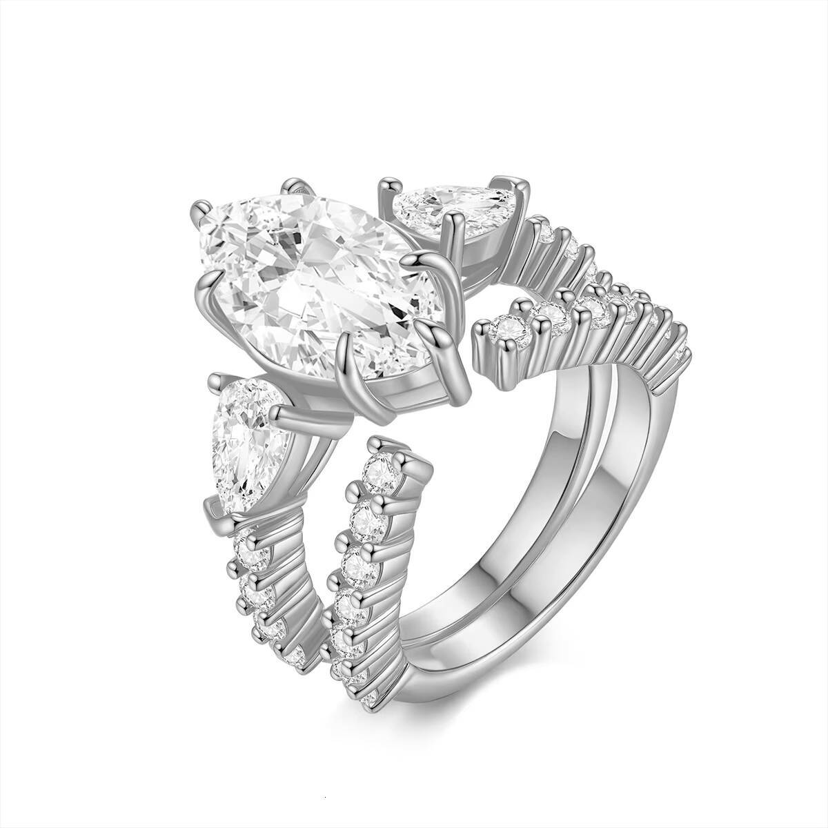 Luxury 3CT Marquise Cut Moissanite Ring S925 Sterling Silver Moissanite Rings IGI Certified Moissanite Ring