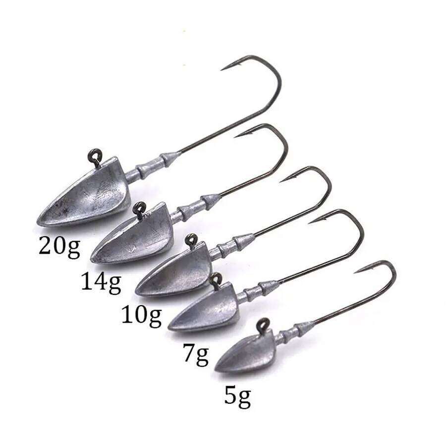 MrLurion 3.5g 5g 7g 10g 14g 20g Fishing Rigging jig head , soft worm grub lure bait hook fishing tackle set S260305