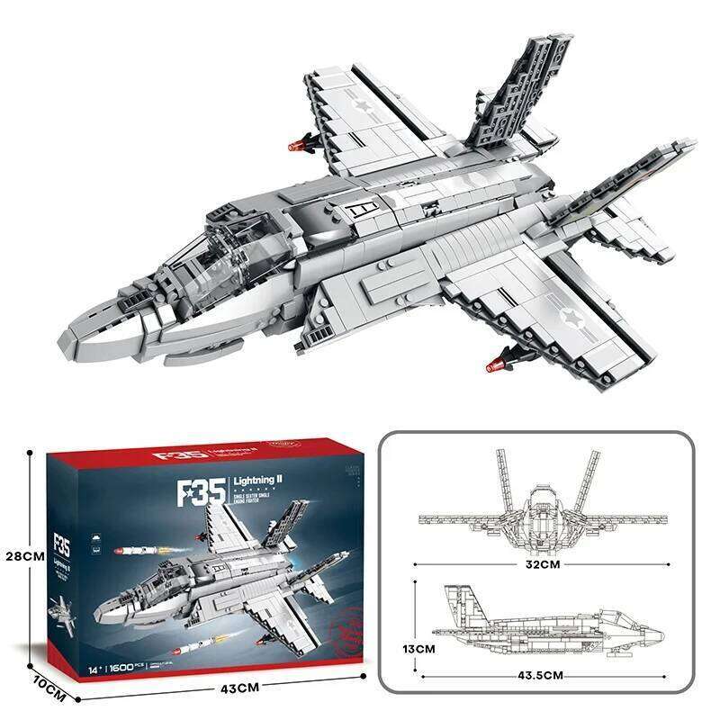 1600PCS F-35 Lightning II Fighter Jet Building Blocks Bomber Shipboard Aircraft Model Bricks Desktop Decoration Kids Toy Gifts Z260305