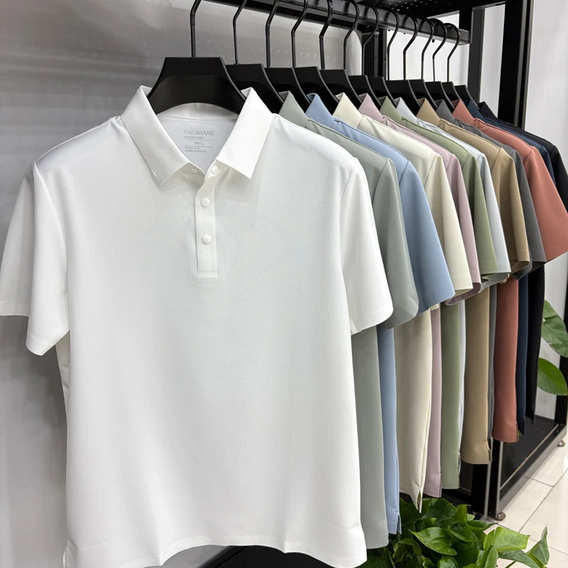 Mens Short Sleeve Polo Shirts - 12 Colors Stretch Seamless 4 Buttons - High Quality Classic and Trendy 260304