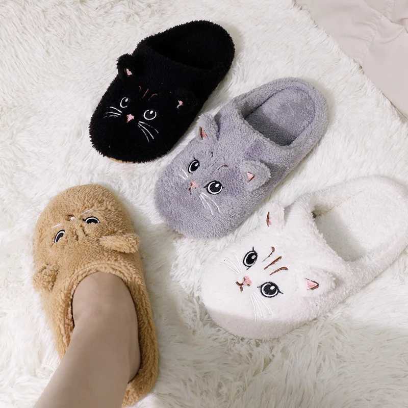 Cute Cat Slippers Fluffy Furry Women Indoor Shoes Cartoon Cute Girls Slippers Bedroom Anti-slip Soft Sole Comfortable Home Shoes S260305