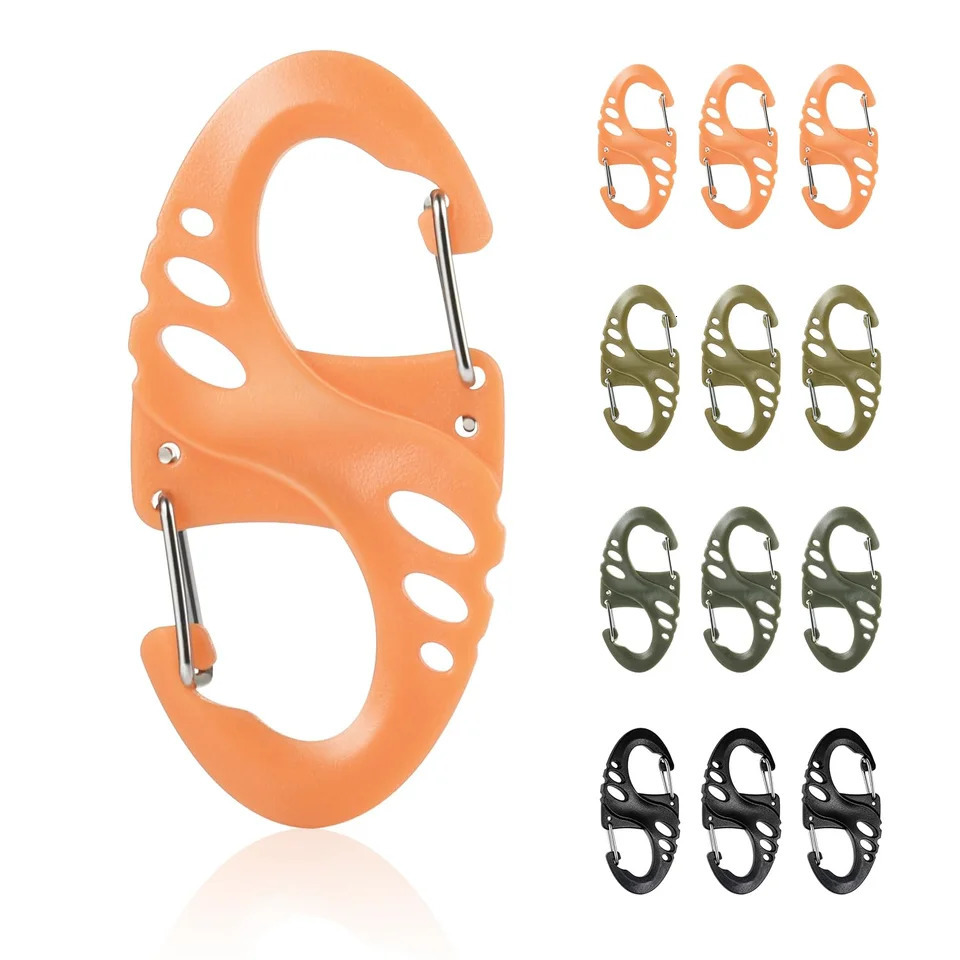 12 Pack Carabiner Clip Plastic S Clips Paracord Keychain Hooks for Key Chain Backpacks Bags Zipper Accessories 260228
