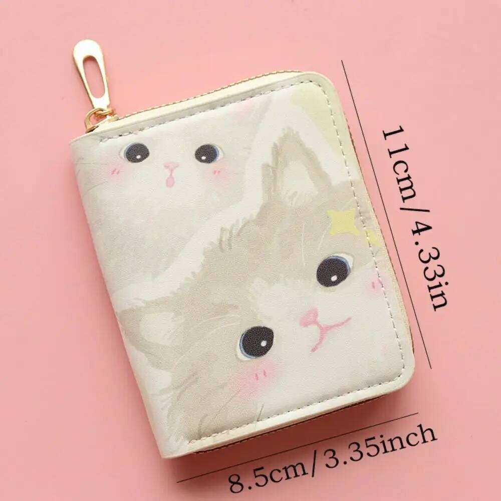 Kawaii Cute Cat Puppy Coin Purse Zipper Short Holder PU Leather Card Bag for Girls Gift C260304