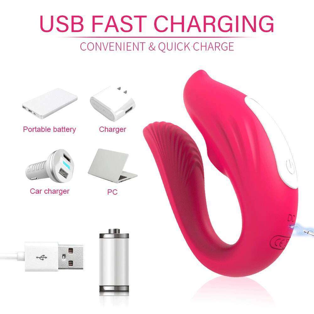 Wireless Remote Sucking Vibrator Wearable U Shaped Dildo Oral Clit Massager Dual Stimulation Adult Couple Sex Toys for Women W260305