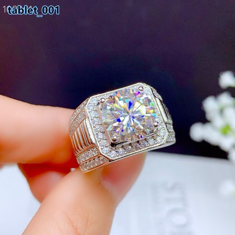 GRA Certified High-quality 925 Silver 5Ct Mens Moissanite Diamond Engagement and Wedding Engagement Moissanite Mens Ring