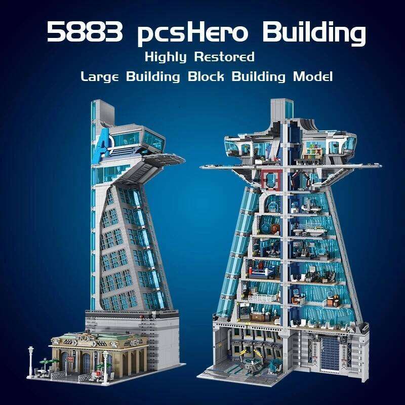 5883PCS Creative Expert Super Modular Bricks Street Views Model With Light 55120 Heroes Tower Building Blocks Kids Gifts Z260306