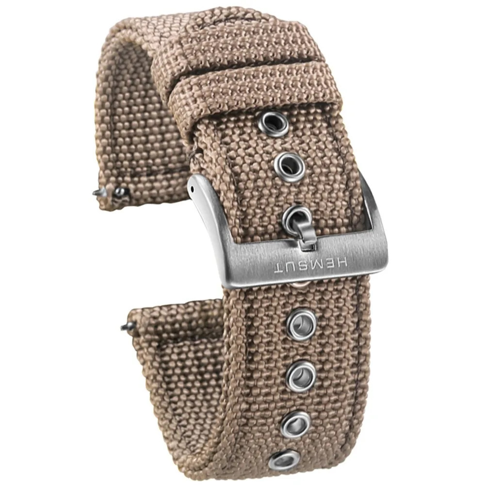 Hemsut Canvas Watch Bands Grey Quick Release Quality Nylon Watch Straps and Heavy Duty Brushed Buckle 18mm 20mm 22mm 24mm 260304