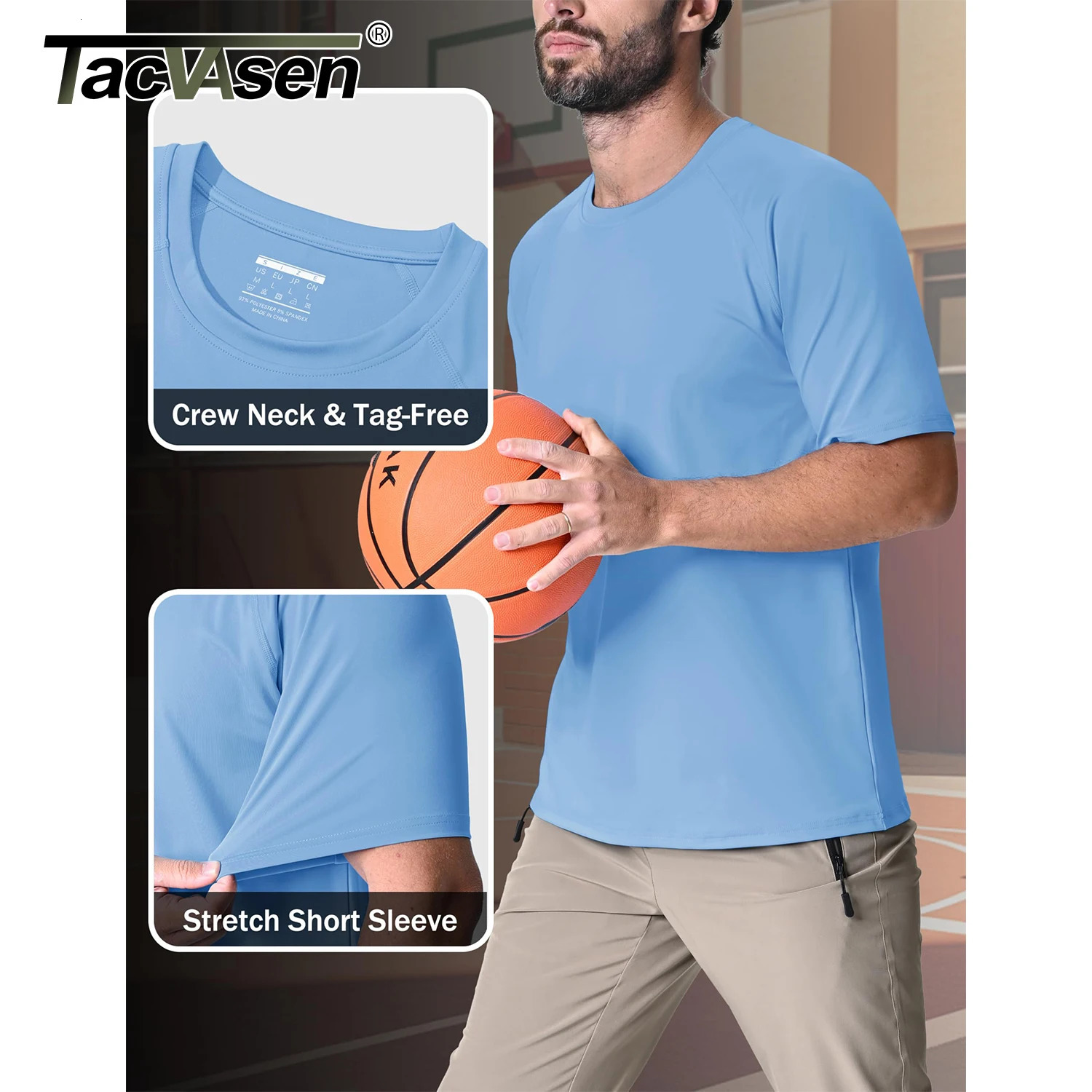 TACVASEN UPF 80 Sun Protection Tshirts Mens Quick Dry Short Sleeve Athlectic T Shirts Hiking Running Swim Tee Tops 260302