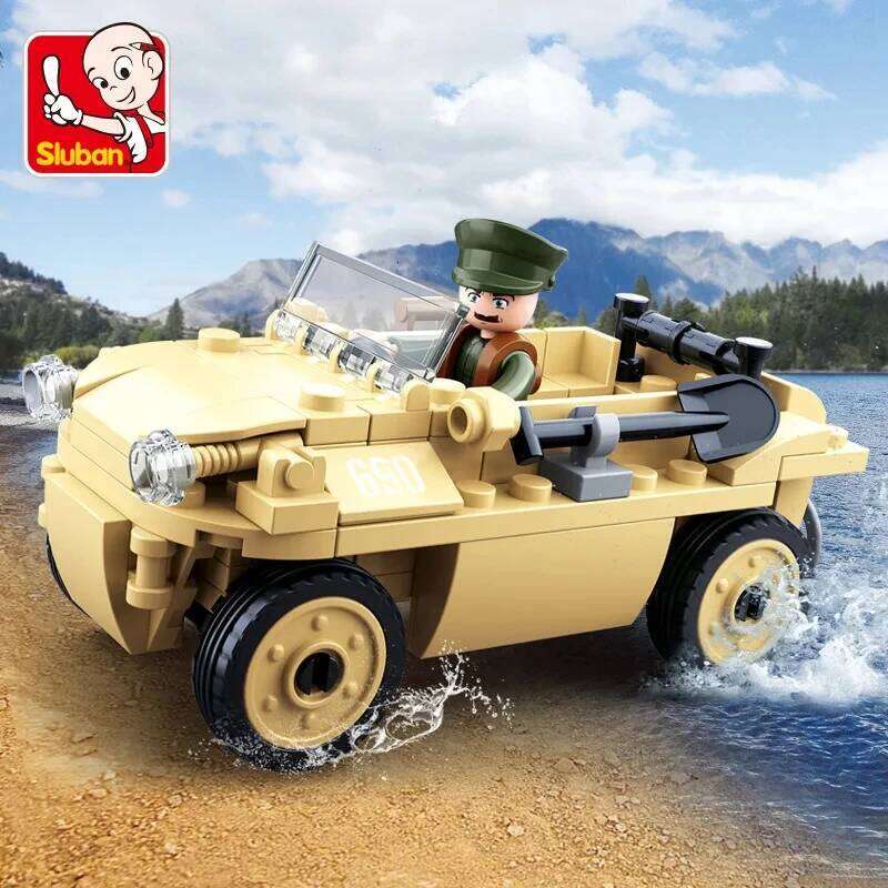 103PCS Military WW2 Amphibious Car Model Bricks Army Soilder Figures Building Blocks Sets Educational DIY Toys For Kids Gifts Z260305