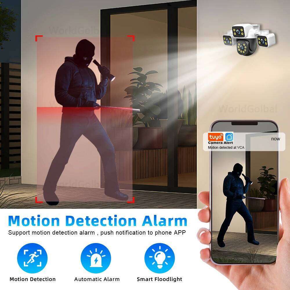 Tuya Smart 15MP Lens IP Three Screens Security Auto Tracking Wireless Alarm WIFI CCTV Surveillance Outdoor Camera 26W0306