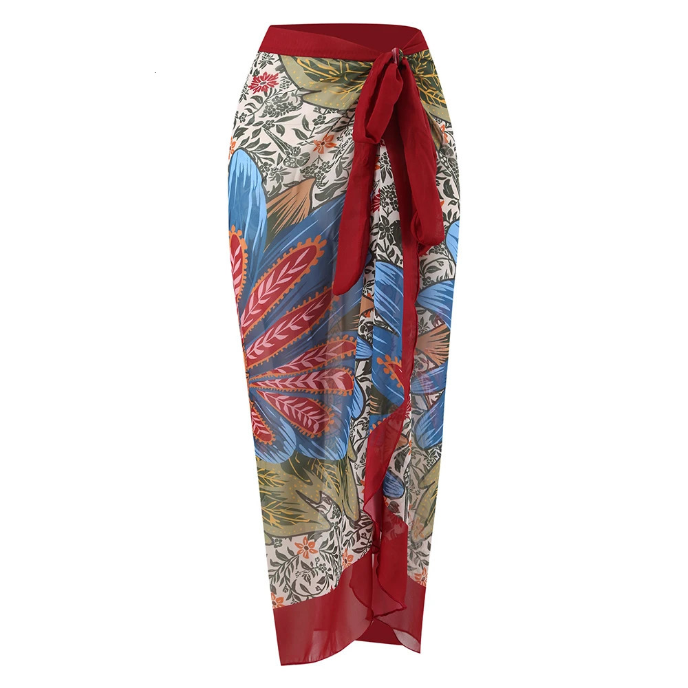 2023 Sexy Print Retro Swimwear Beach Dress Cover Up Long Skirts Skirt Party Outfits Swimsuit Beachwear 260228