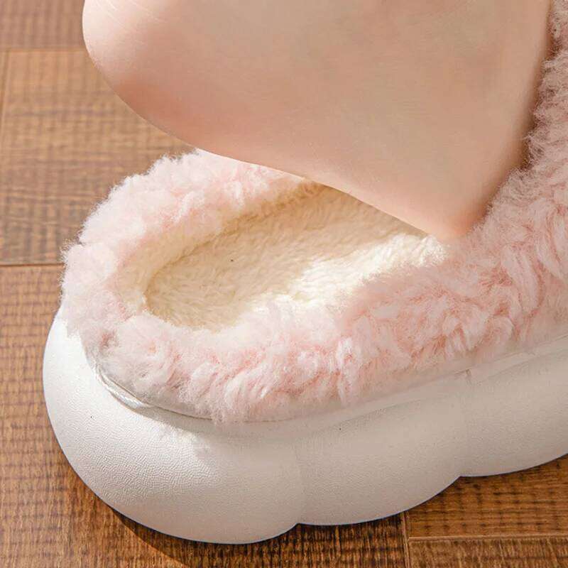 Women's Slippers Thick-Soled Soft-Soled Bedroom Cotton Shoes Outdoor Indoor Winter Plush Non-Slip Bow Warm Houseshoes