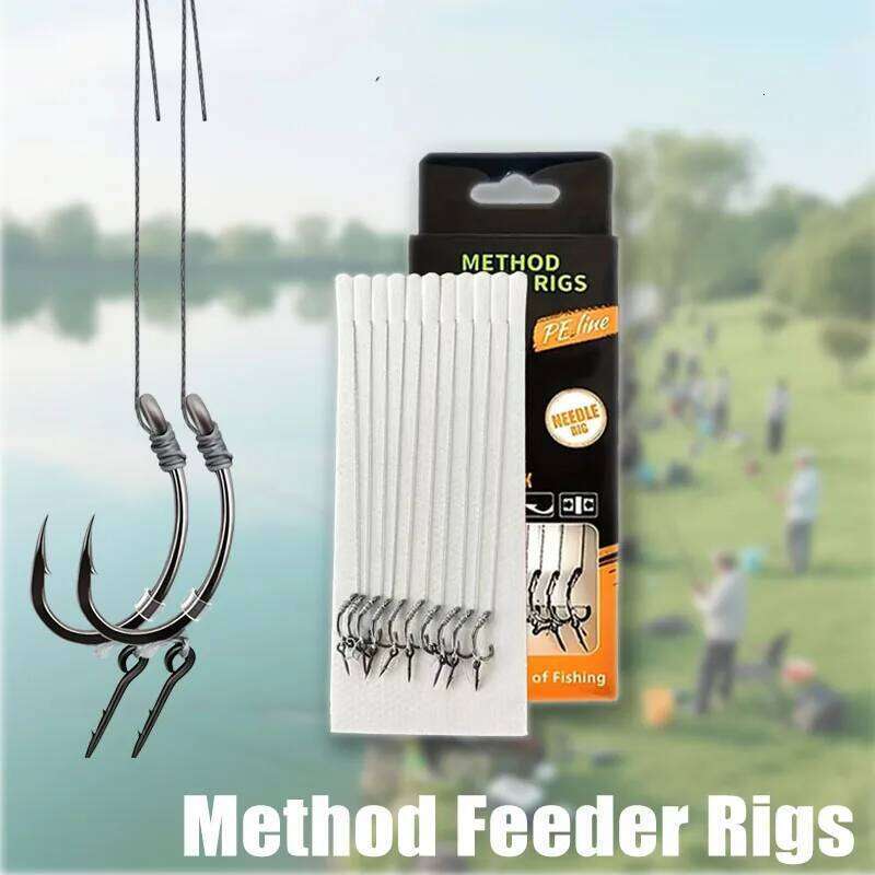 Premium Method Feeder Rigs 10/20 pcs - Strong Braid & Sharp Barbed Hooks Size 6-14 for Carp/Bream/Tench Fishing S260305
