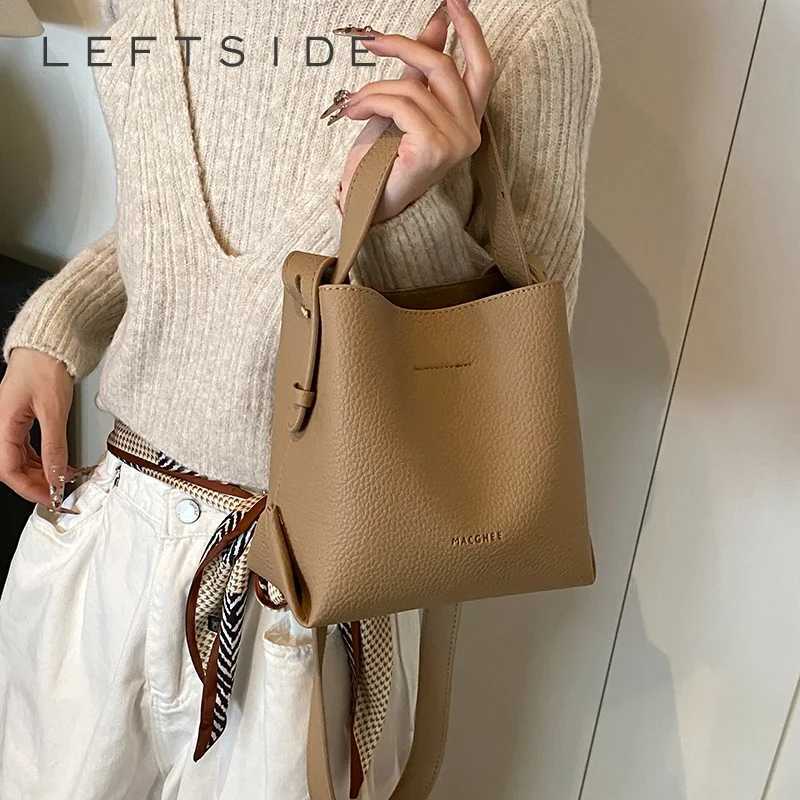 LEFTSIDE Small PU Leather Shoulder Bags For Women 2025 Y2K Korean Fashion Trend Female Bucket Crossbody Bag Lady Handbags H260306