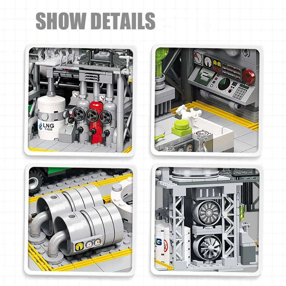 3 in 1 Assembly Street View Building Blocks Natural Gas Storage Center Laboratory Transport Station City Series Collection Z260306