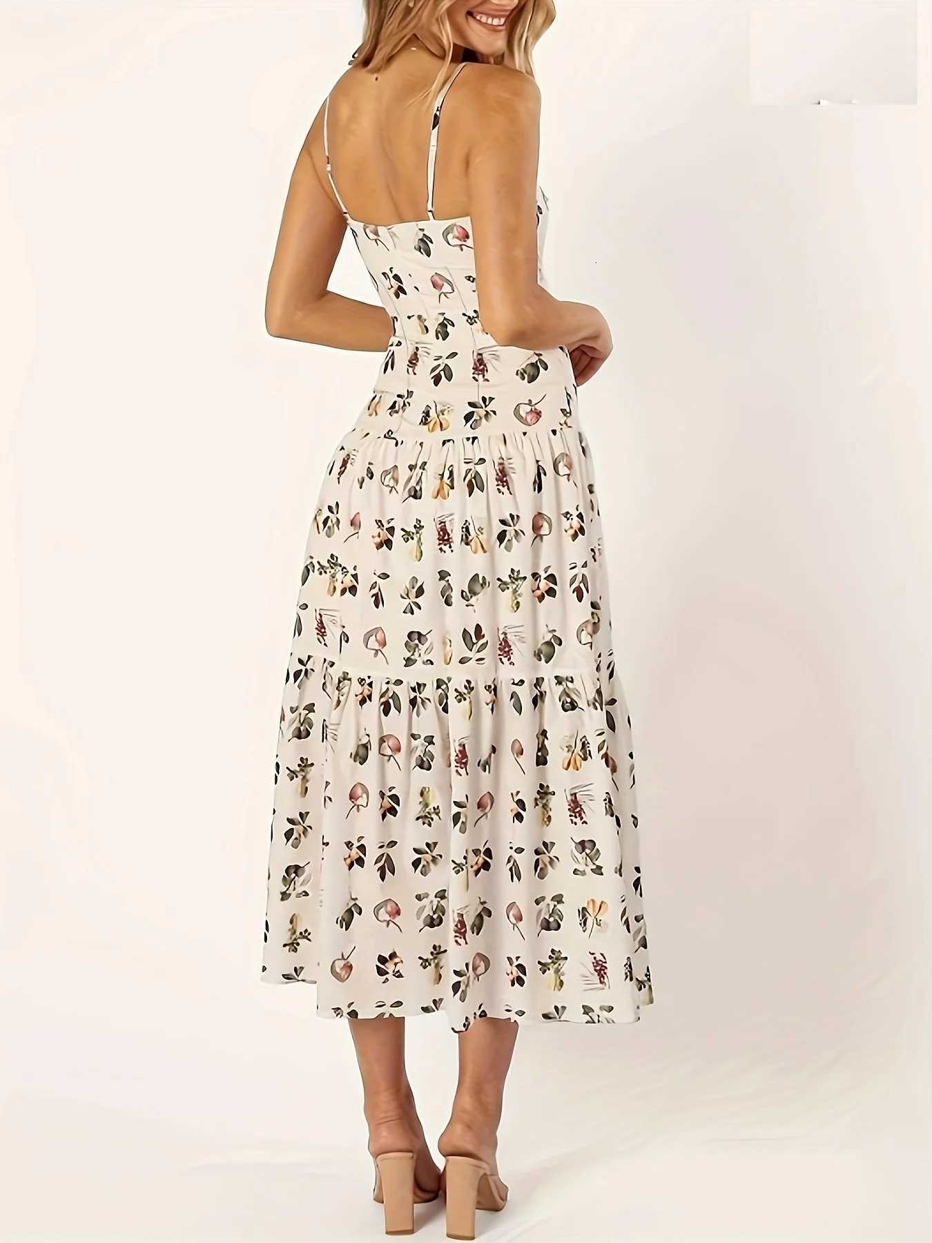 Womens Elegant Summer Floral Print Slip Dress Summer Vacation Dress X260306