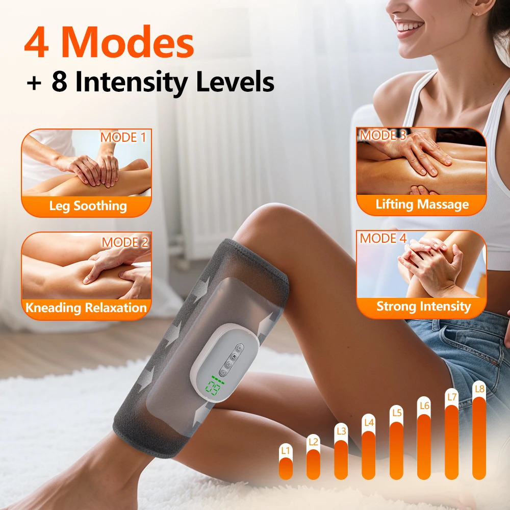 3/4 Mode Air Pressure Heating Calf Massager Electric Airbag Compression Leg Massager Calf Massage Muscle Relax Blood Circulation 260304