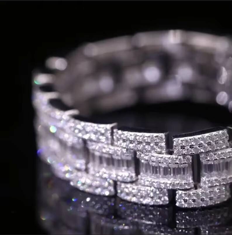 Mens Fashion Stainless Steel Hip Hop Style Charm Bracelet Custom Jewelry Diamond Moissanite Iced Cuban Bracelet Sterling Silver