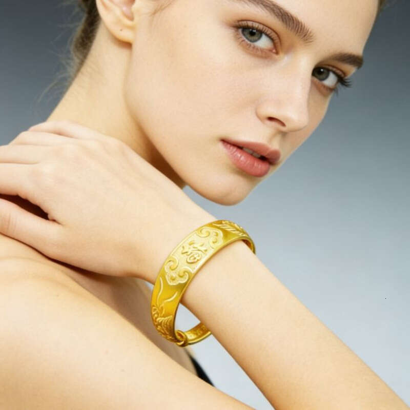 Women's Jewelry 10mm Wide Adjustable Push-Pull Bracelet Traditional Bangle Chinese Style Luxury Gift
