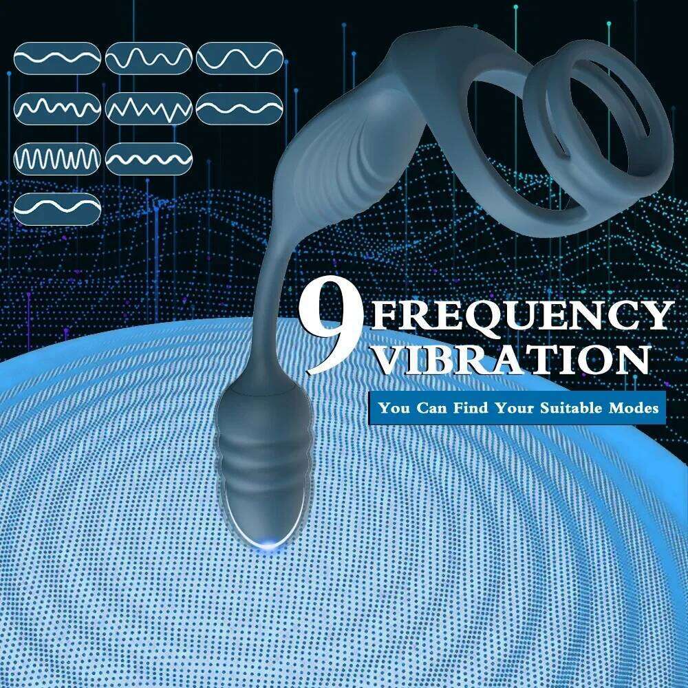 Cock Prostate Vibrator Double Ring Anal Plug Vibrating Delay Ejaculation Male Masturbator Sex Toys for Men 18+ W260305