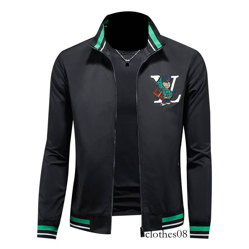 Spring 2025 Men's Slim Fit Long Sve Jaet Embroidered Sportswear Lightweight Breathable Outerwear Casual Trendy Sweatirt