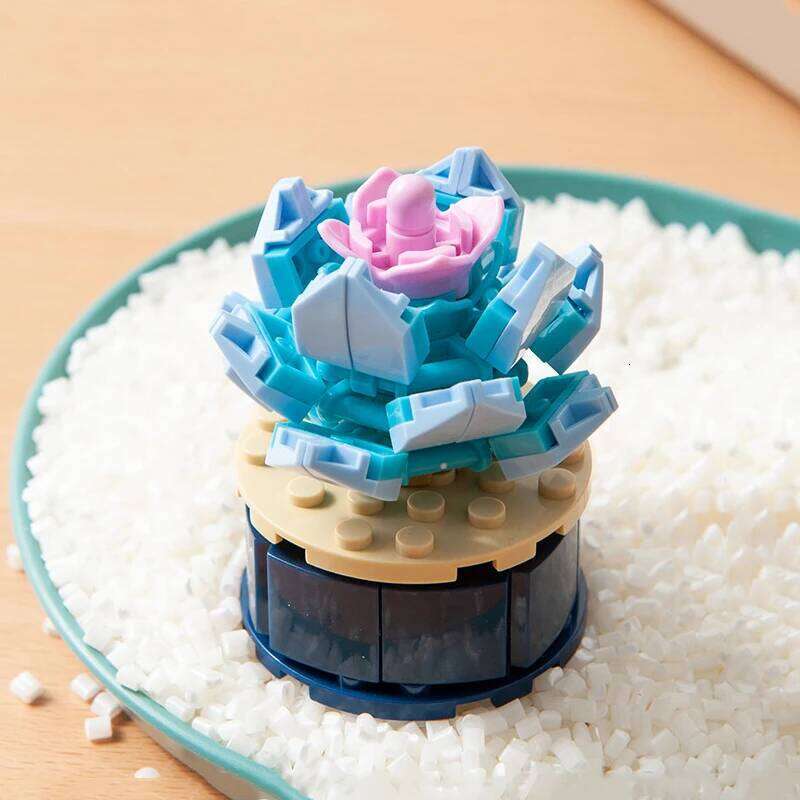 Mini Flower Building Blocks Home Desktop Succulent Potted Ornaments Diy Small Particles Puzzle Assembled Children's Toy Gift Z260306