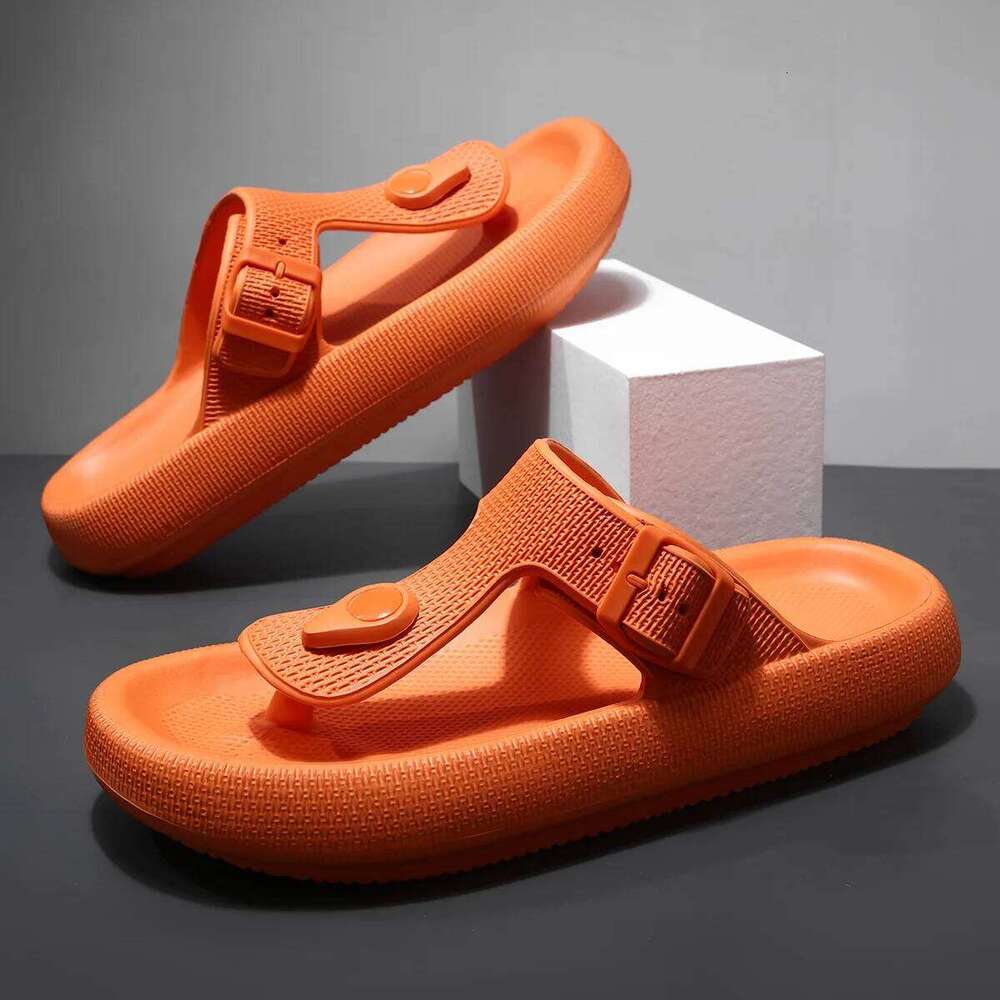 Litfun Men's Fashion Flip Flops Summer New Outdoor Beach Sandals With Adjustable Buckle Soft Cloud EVA Round Toe House Slippers