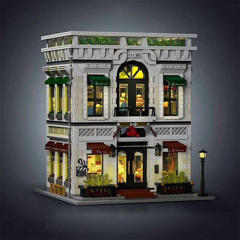 4132PCS City Street View Restaurant Modular Building Blocks MOC Adults Creative Modern Architecture House Model Bricks Kids Gift Z260306
