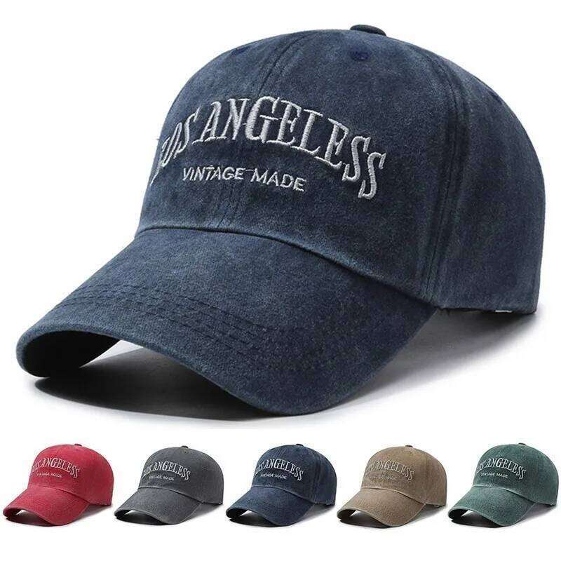 Vintage Distressed LOS ANGELESS Embroidered Baseball Cap with Soft Crown | Adjustable Streetwear Unisex Hat Y260304