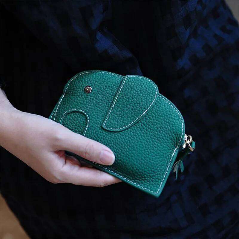 WERLLANDS 3D Elephant Embellished PU Leather Multi-Color Tassel Coin Pouch Card Holder C260304