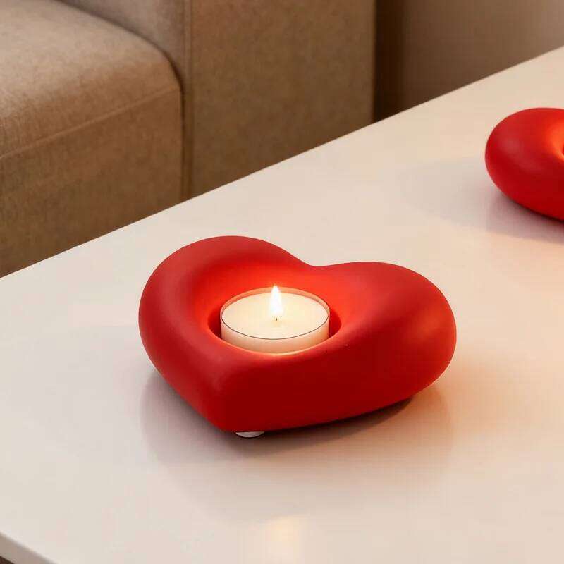 Valentine Day Gift Ceramic Red Heart Candle Holder tea light candle holder XJ260305