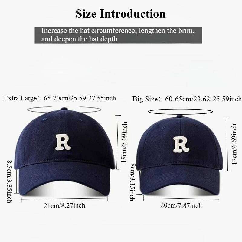 60-65cm 65-70cm Big Head Baseball for Men Cotton Outdoor Sport Snap Back Dad Hats R Lette Large Size Deepen Trucker Cap Y260304