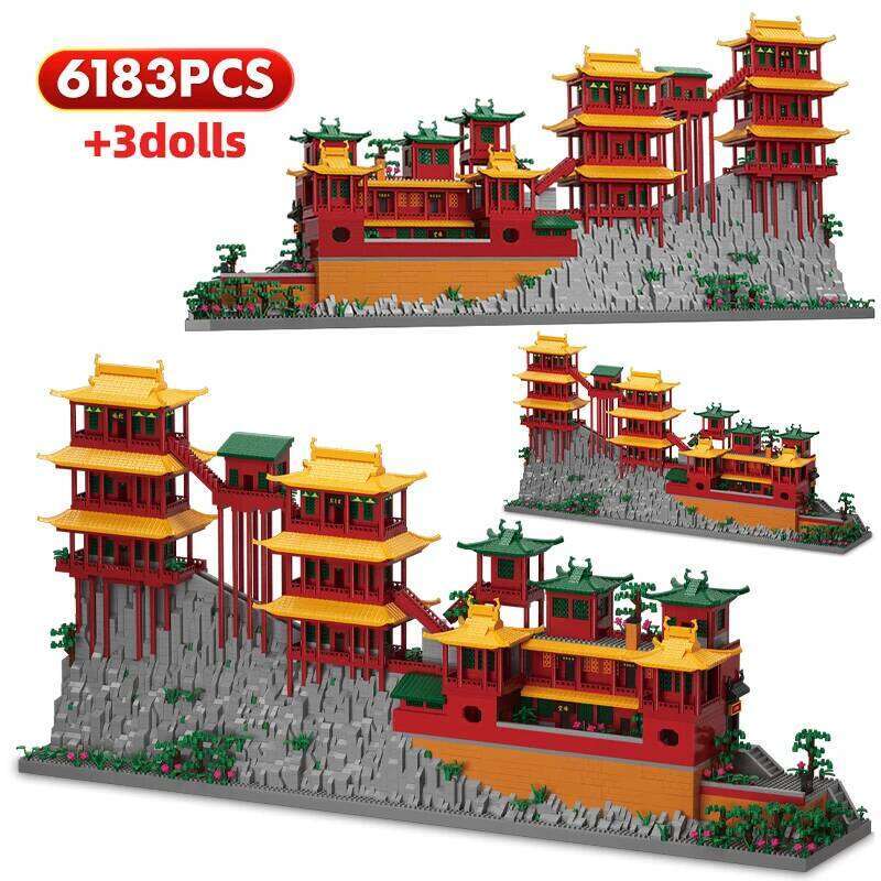 6183PCS City Mini Ancient Hanging Temple Architecture Building Blocks Traditional House Figures Bricks Toy For Kids Gifts Z260305