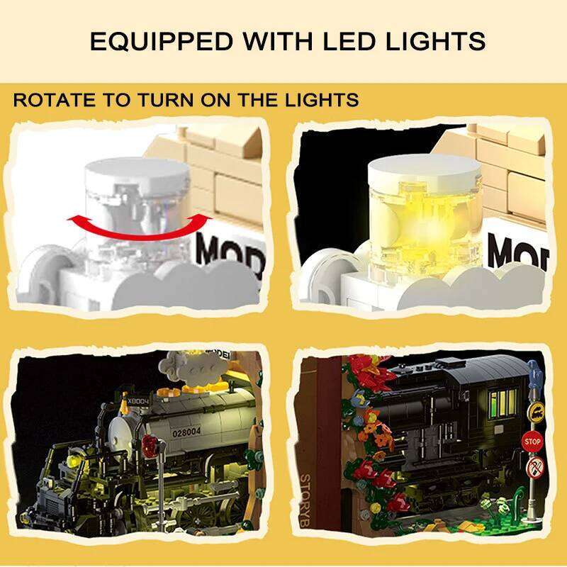 1848Pcs Big Boy Train Building Blocks Model Flower Sea Locomotive Bookend MOC Bricks Puzzle Toys Adults Childrens Birthday Gifts Z260306