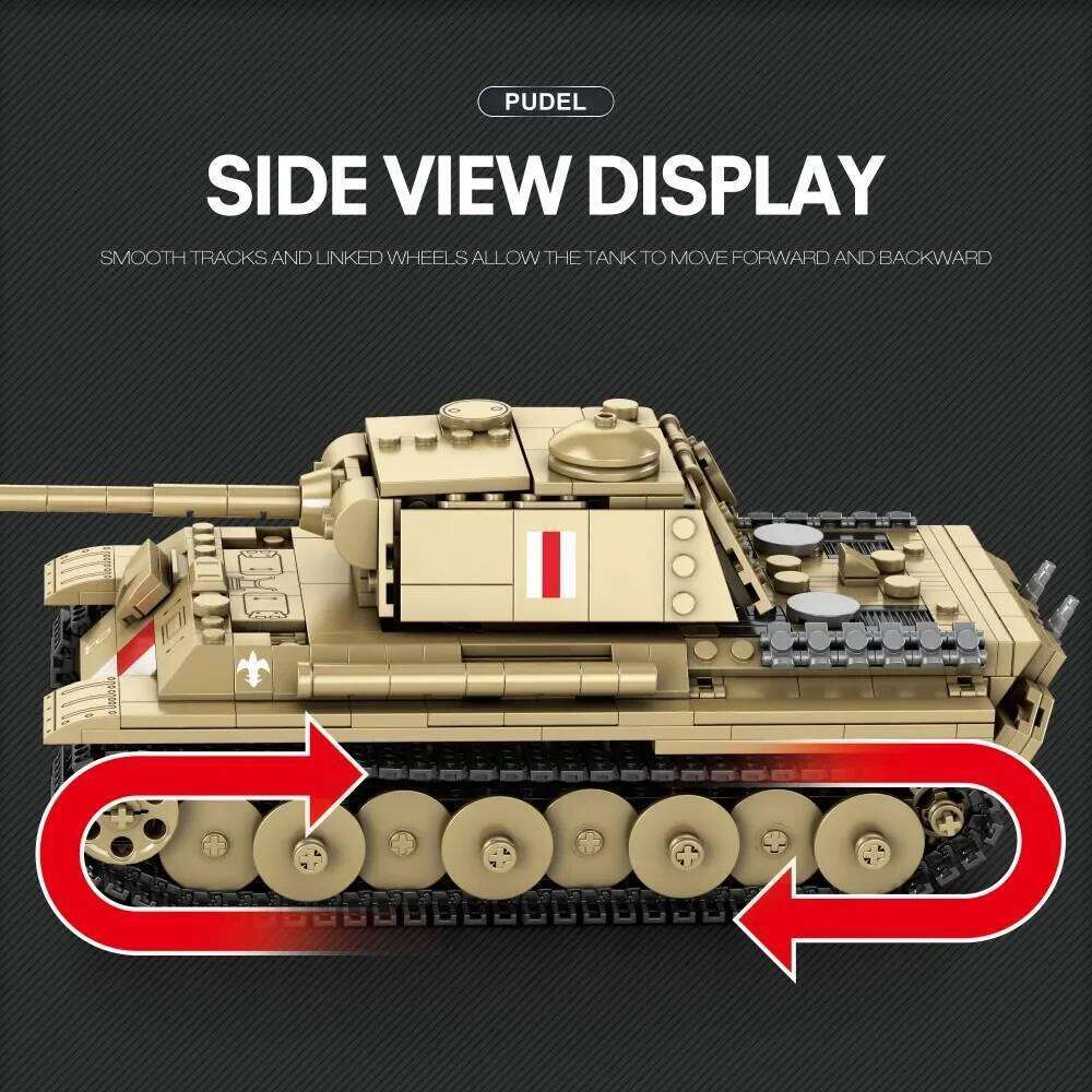 969PCS Pudel Tank Building Blocks 1:23 Scale 360 Turret Military World of Tanks Series Model Bricks Kids Toys Holiday Gifts Z260305